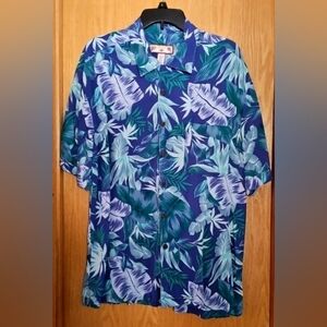 VINTAGE Caribbean Joe  Men's Hawaiian Aloha Shirt Tropical Design Size Large